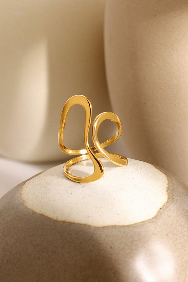 Simple Special-shaped Lines Stainless Steel Open Ring | Consonak