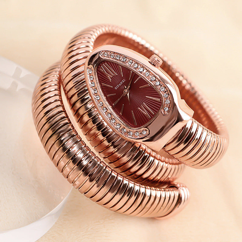 Fashionable Quartz Snake Bracelet Watch-consonak