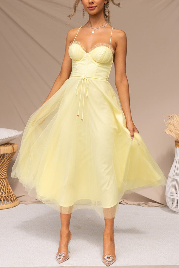 Modern-day Princess Chiffon Suspenders Party Maxi Dress | Consonak