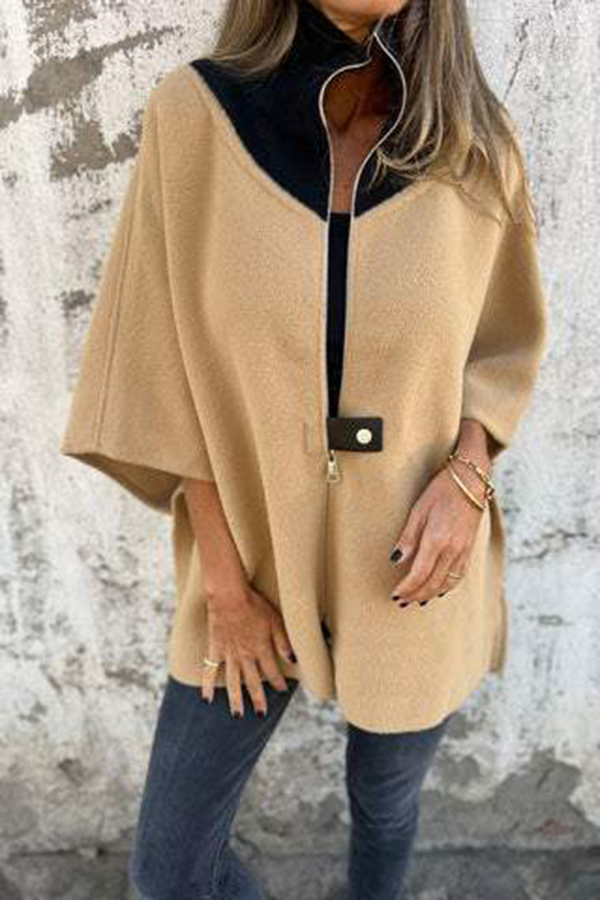 Fashionable Casual Stand Collar Zippered Loose Jacket-consonak