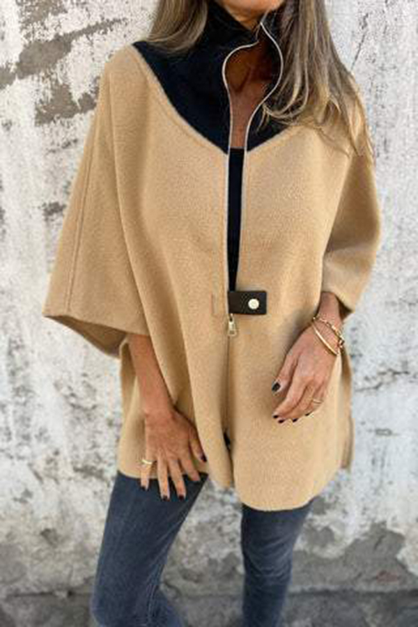 Fashionable Casual Stand Collar Zippered Loose Jacket-consonak