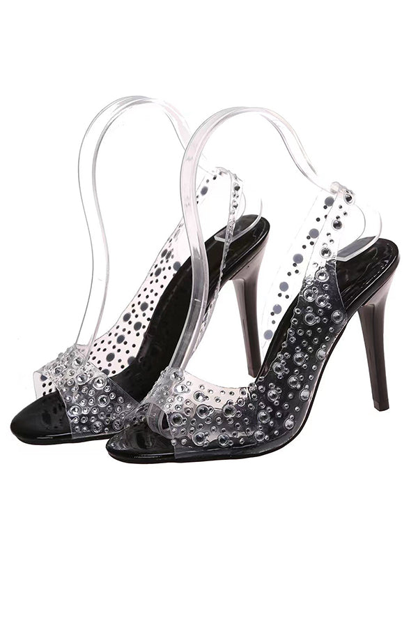 Fashionable Rhinestone High Heel Slingback Open Toe Sandals | Consonak