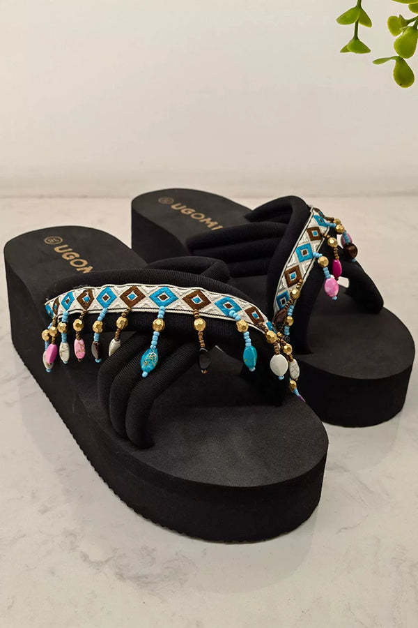 Bohemian Ethnic Style Tassel Beach Shoes-consonak
