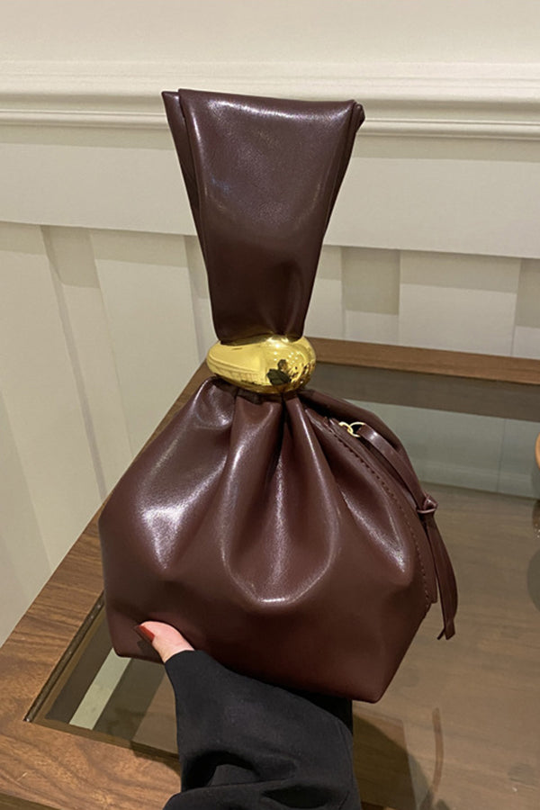 Retro Pleated Simple Bucket Bag-consonak