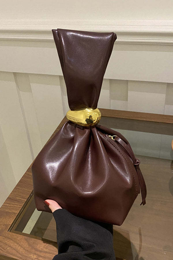 Retro Pleated Simple Bucket Bag-consonak