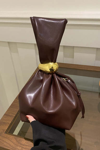 Retro Pleated Simple Bucket Bag-consonak
