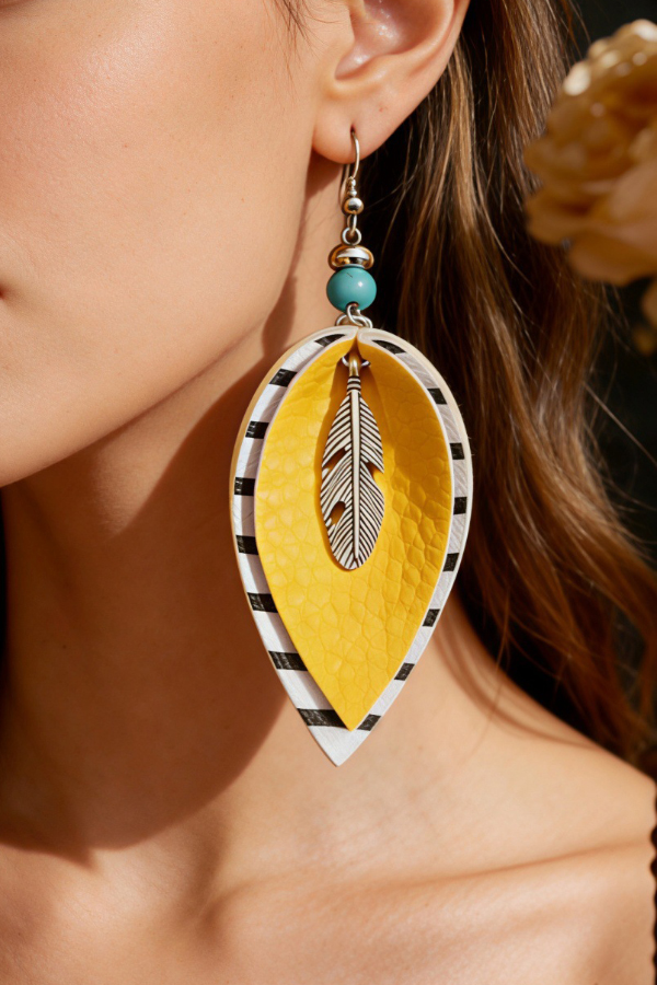 Bohemian Style Color-blocked Striped Earrings