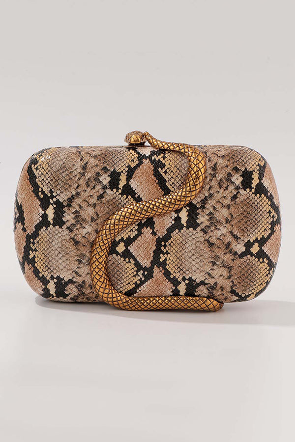 Fashionable Snake-embellished Evening Clutch-consonak