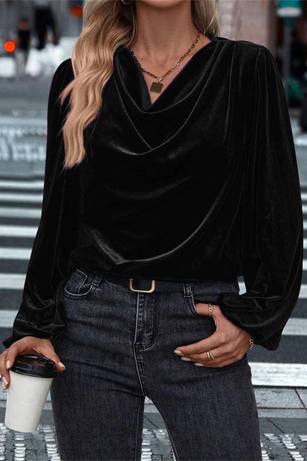Fashionable Velvet Long-sleeved Loose Casual Top-consonak