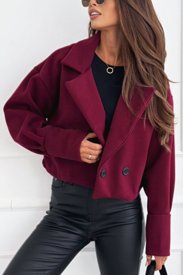 Fashionable Solid Color Lapel Short Blazer-consonak