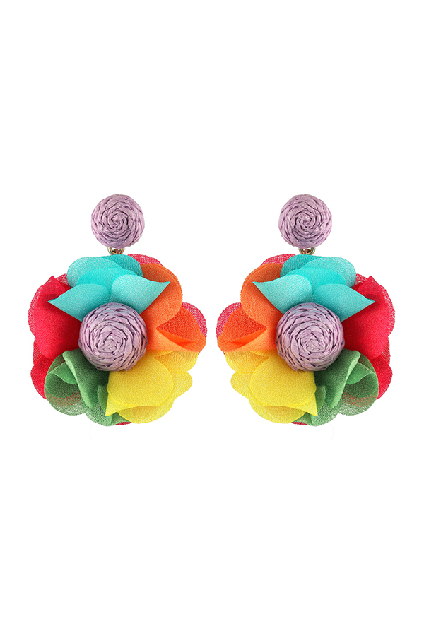 Bohemian Resort Style Fabric Flower Earrings | Consonak