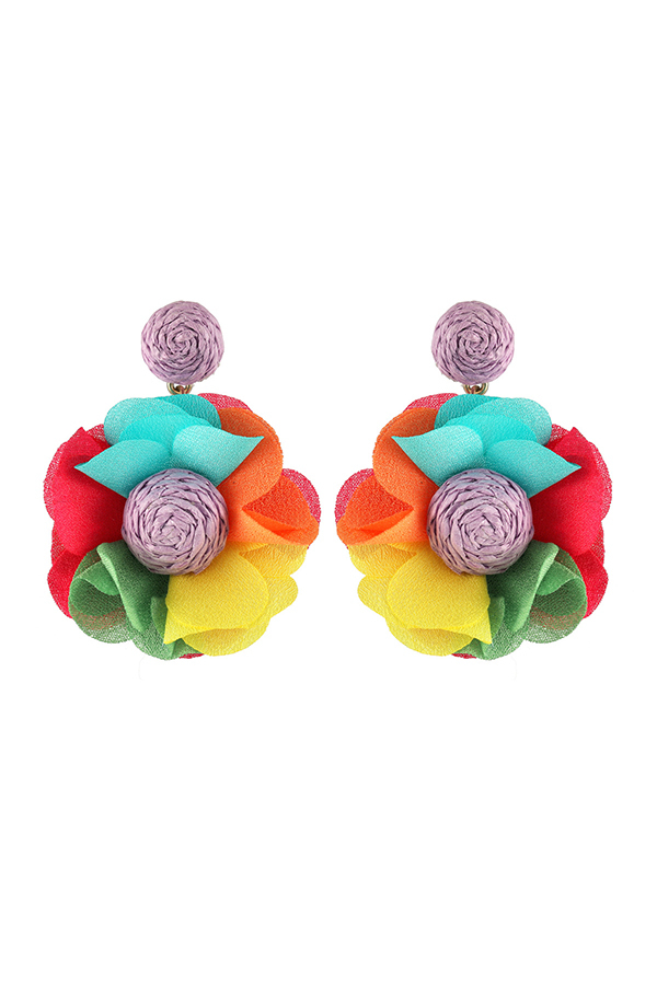 Bohemian Resort Style Fabric Flower Earrings-consonak