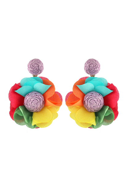 Bohemian Resort Style Fabric Flower Earrings-consonak