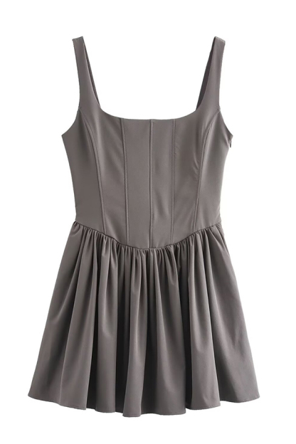 Solid Velvet Square Neck Slim Fit Mini Dress-consonak