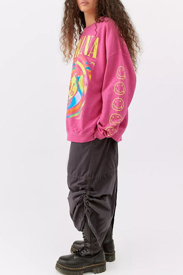 Emoji Print Pullover Long Sleeve Sweatshirt-consonak
