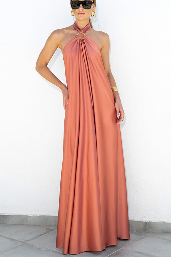 Classy and Fabulous Satin Halter Backless Party/Vocation Maxi Dress-consonak