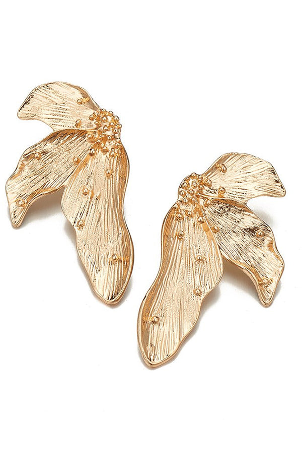Vintage-style Leaf-shaped Stud Earrings-Consonak