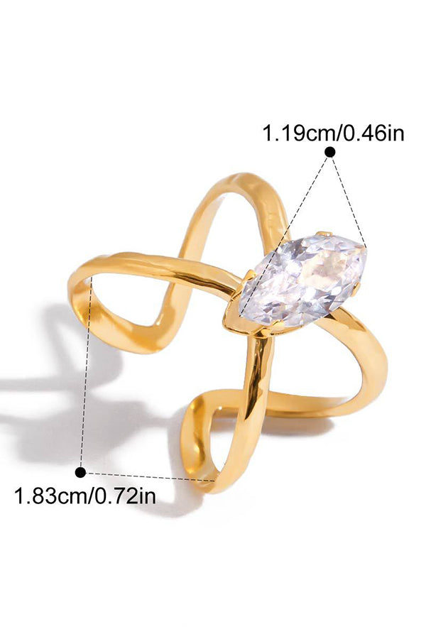 Elegant Zircon Geometric Titanium Steel Ring-consonak