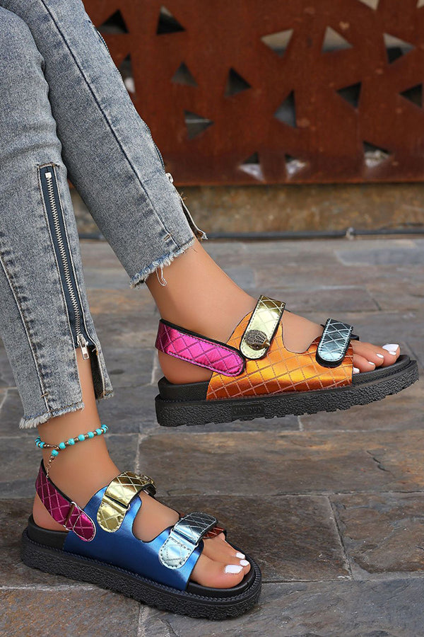 Fashionable Colorful Prism-shaped Thick-soled Beach Sandals-consonak