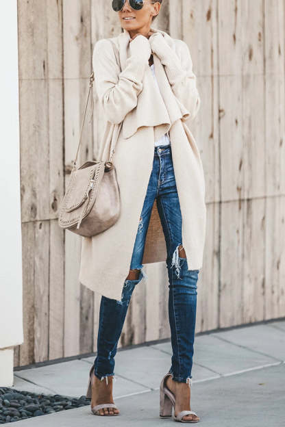 Fireside Pocketed Oversized Drape Neckline Knit Cardigan-consonak