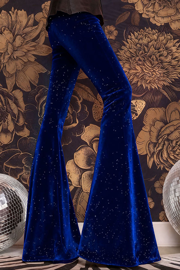 Stylish Velvet High-waisted Draped Casual Flared Pants-consonak