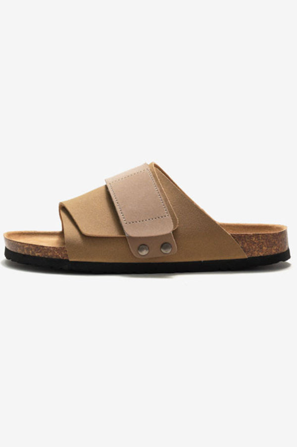 Frosted Leather Beach Slip-on Sandals-consonak