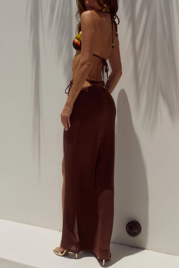 Elegant High-slit Casual Knitted Cover-up Maxi Skirt-consonak