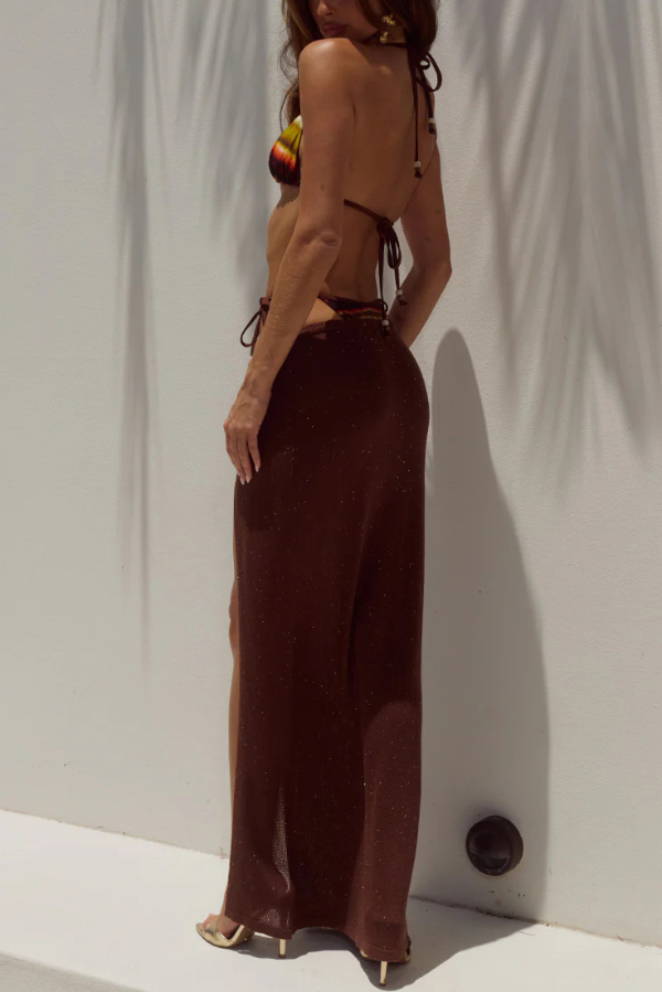 Elegant High-slit Casual Knitted Cover-up Maxi Skirt-consonak