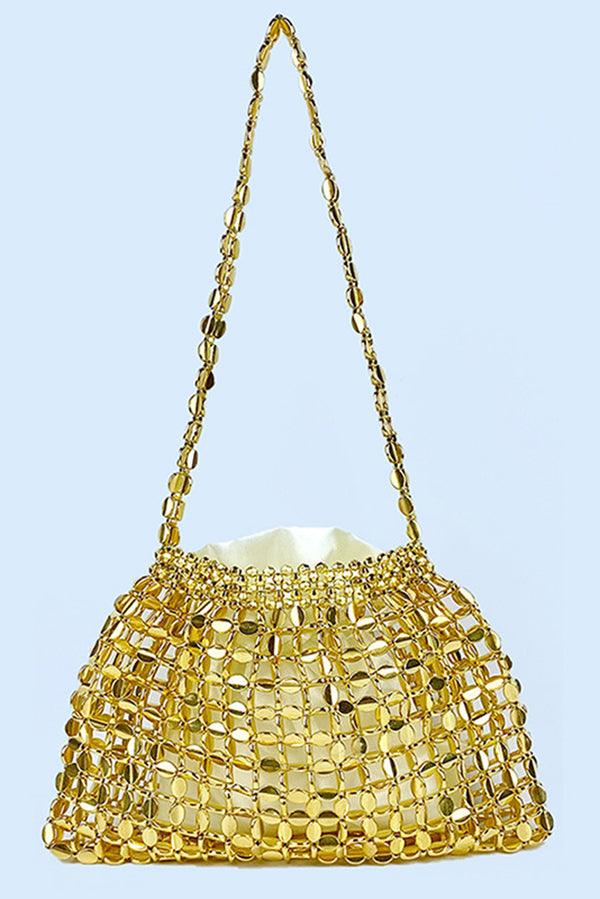 Fashion Handmade Flat Beaded Beaded Woven Handbag Bag-consonak