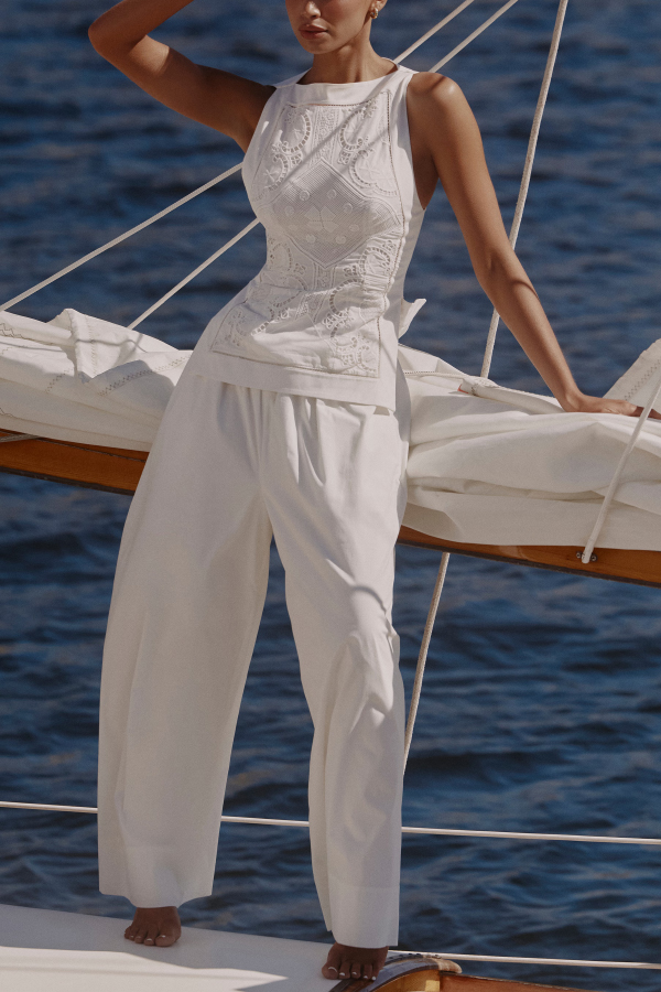 Exquisite and casual mid rise pocket wide leg pants