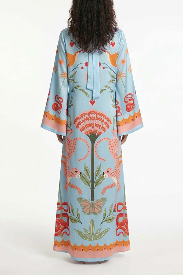 Safari Fantasy Tie-Neck Maxi Dress-Consonak