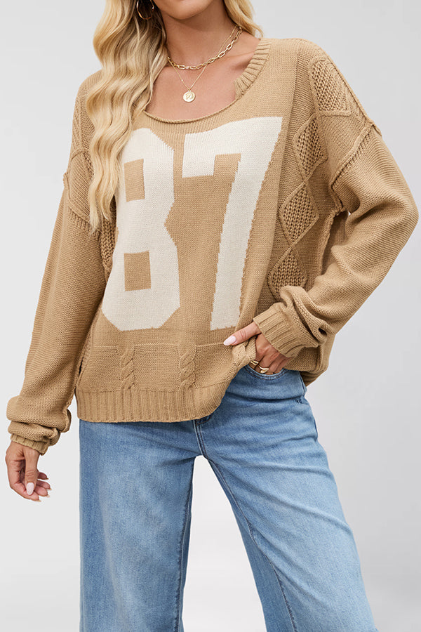Fashionable Digital Jacquard Loose Long-sleeved Knit Sweater | Consonak