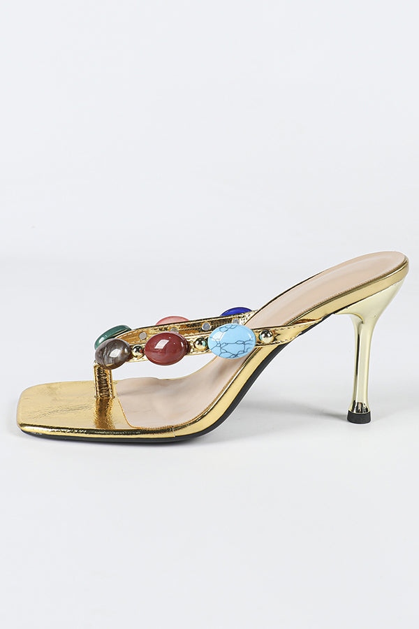 Fashionable Beaded Stiletto Sexy Sandals | Consonak