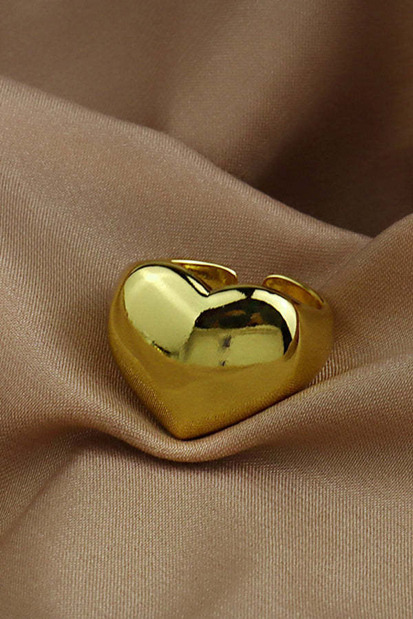 Simple Heart-shaped Metal Texture Ring-consonak