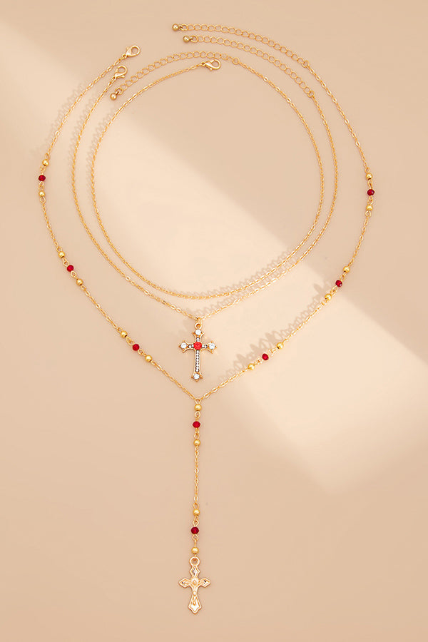Fashionable Diamond Cross Chain Elegant Multi-layered Necklace | Consonak