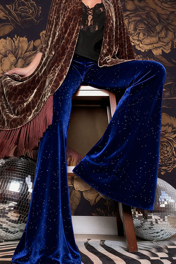 Stylish Velvet High-waisted Draped Casual Flared Pants-consonak