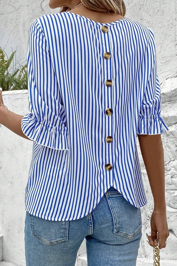 Fashionable Striped Printed Button Half Sleeve Casual Shirt-consonak