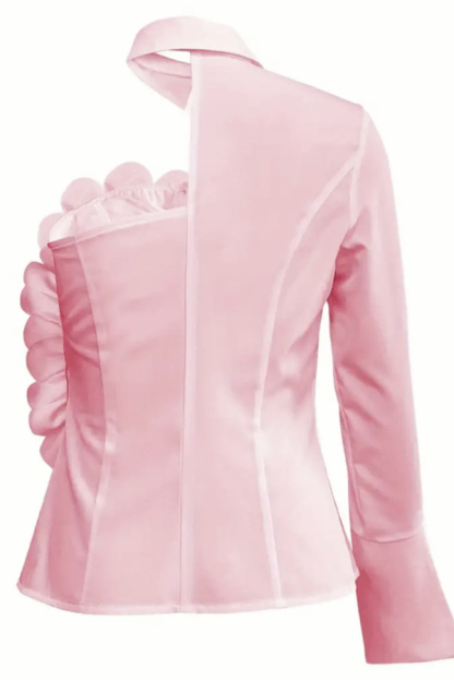 Stylish Three-dimensional Floral Collared Single-sleeve Casual Shirt-consonak