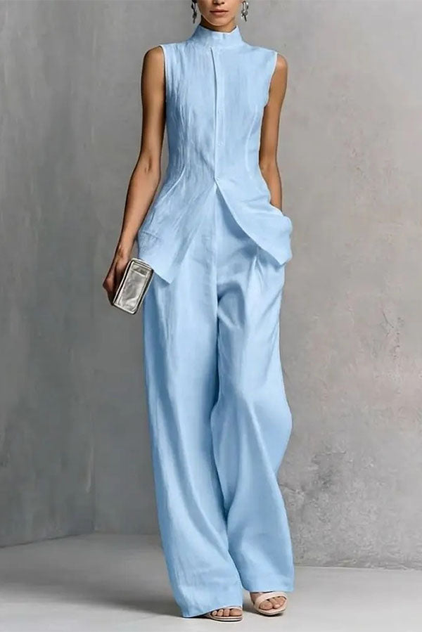 Soren Sleeveless Tailored Trouser Two-Piece Set-Consonak