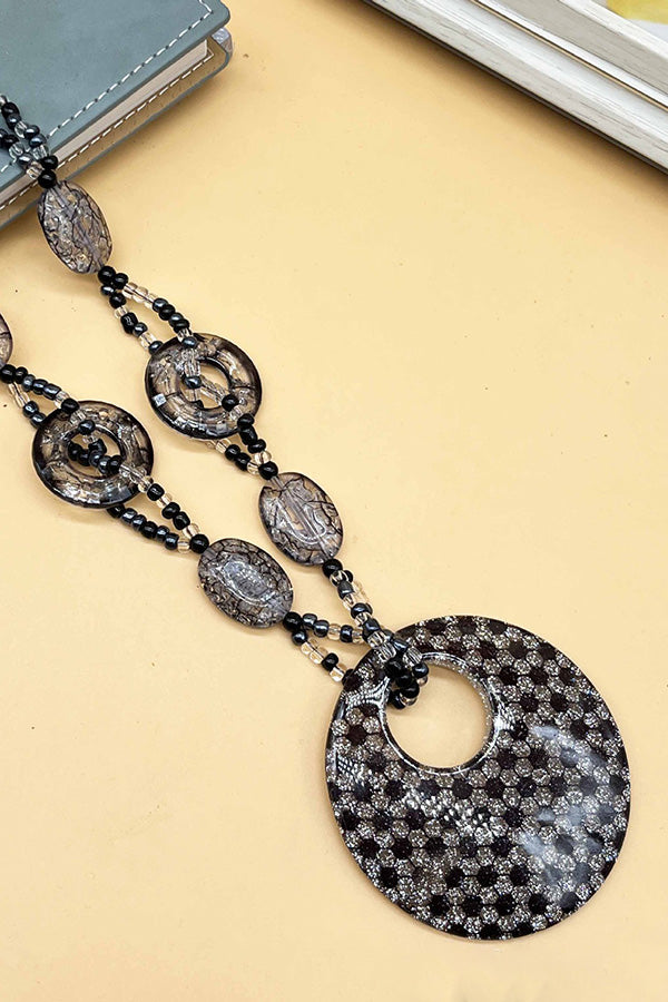 Leopard Print Long Geometric Accessories Necklace | Consonak