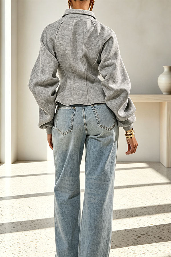 Aura Sculptural Corset-Style Zip-Up Sweatshirt-Consonak