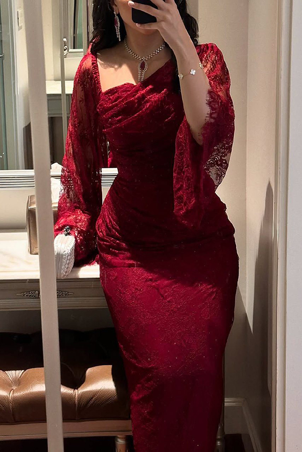 Fashionable Hollow Lace Elegant Slim Hot Diamond Maxi Dress-consonak