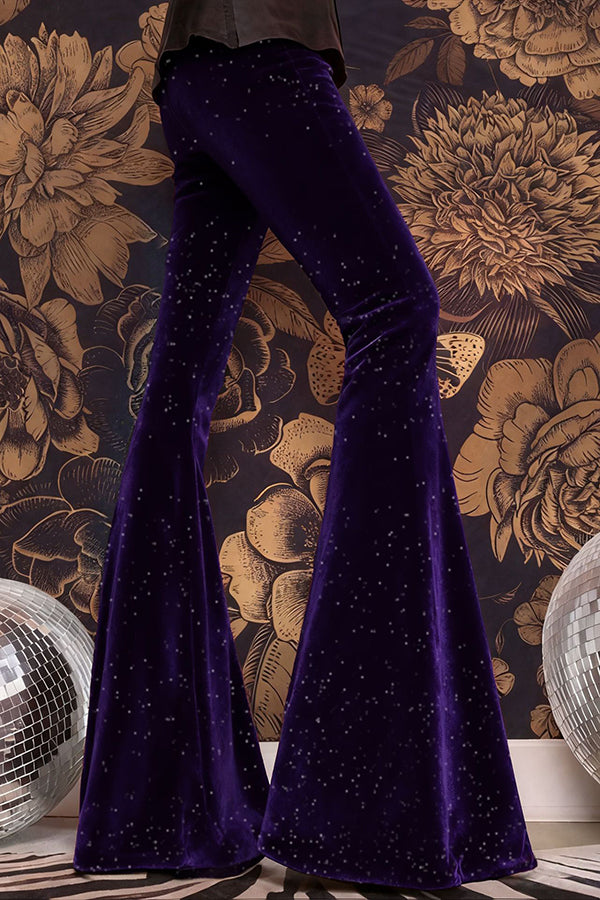 Stylish Velvet High-waisted Draped Casual Flared Pants-consonak