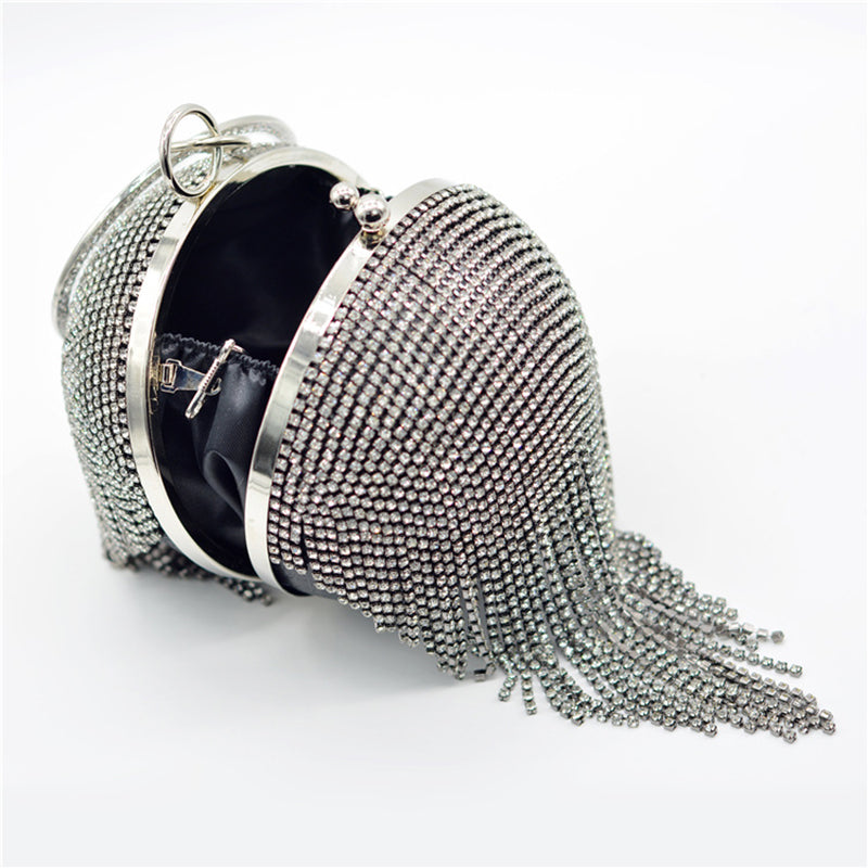Fashionable Tassel Diamond Ball Evening Handbag-consonak