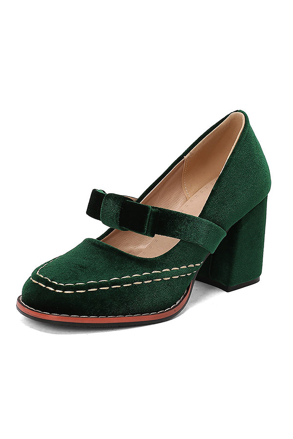 Square-toe Bow High Heels-Consonak