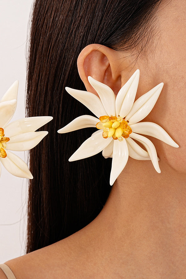 Fashionable Bamboo Crystal Flower Necklace and Earrings-consonak