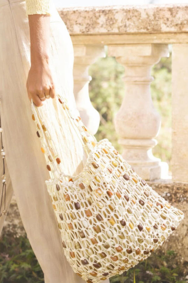 Stylish Woven Beaded Large Capacity Handbag