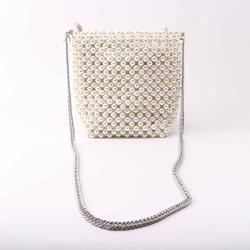 Pearl Bucket Shoulder Grab Handbag-consonak