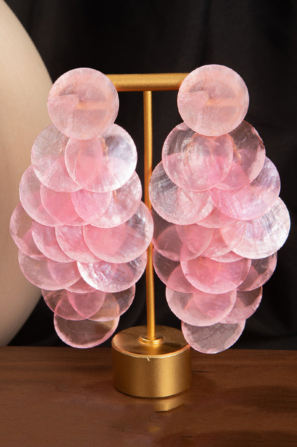 Resort Style Colorful Round Shell Tassel Earrings-consonak