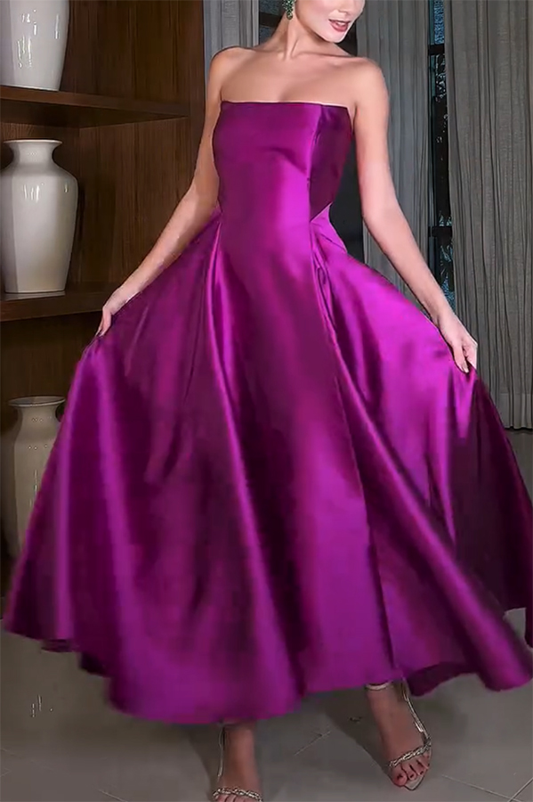 Cinderella's Dream Satin Square Off Shoulder Maxi Dress-consonak